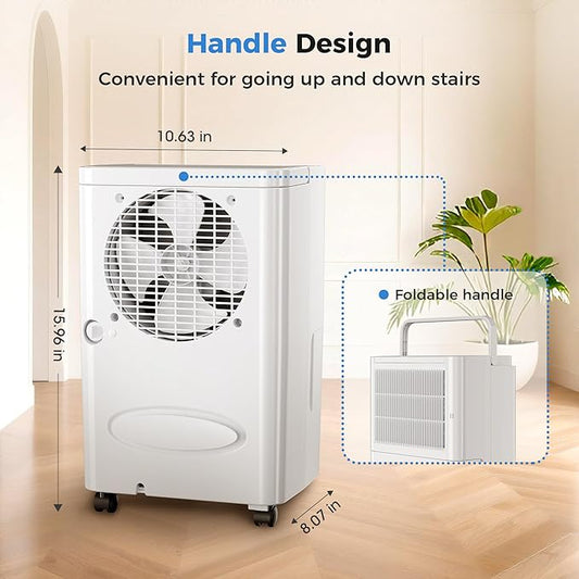 2,500 Sq Ft Home Dehumidifier with Drain Hose, 74 OZ Water Tank, 24 Hr Timer, 3 Modes High Efficiency Compressor for Basement, Bedrooms, Bathrooms and Laundry Rooms