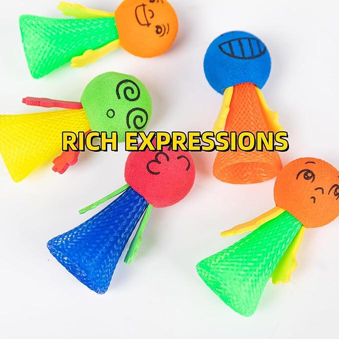 48Pcs Jumping Spring Rockets Launchers Fidget Emoticon Popper Toys for Kids Party Favors,Valentine Day Birthday Return Gifts,Goodie Bags Pinata Stuffers,Classroom Treasure Box Prizes Bulk