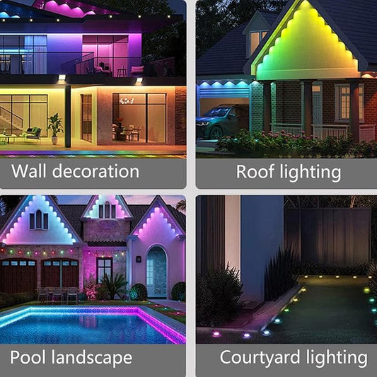 Permanent Outdoor Lights 200ft, with App & Remote Control | IP67 Waterproof LED String Light for Christmas Lights, Halloween, New Year | Roof, Eaves, House & Garden Holiday Decor