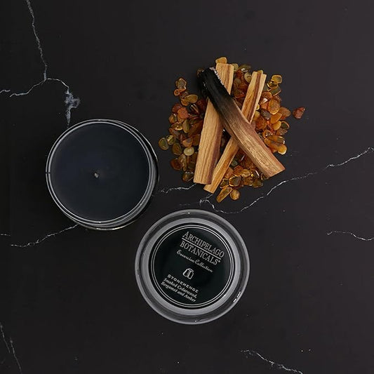 Archipelago Botanicals Stonehenge Glass Jar Candle, Cedarwood, Citrus Bergamot and Amber Scent, Lead-Free Candle Wicks, Burns Approx. 60 Hours (8.6 oz)