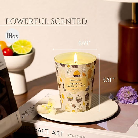 HomeLights Scented Candles for Women & Men, 6.7oz Candle Jars Aromatherapy Single Wick Candle, Ideal for Rustic Modern Home Decor and Gifts, Whipped Vanilla Cake