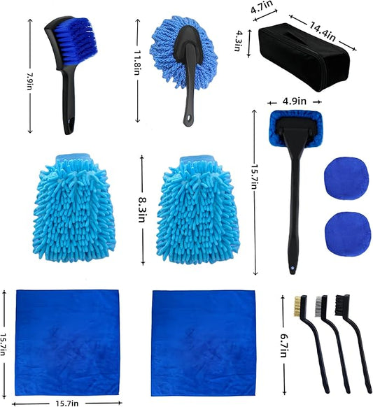 13PCS car Cleaning kit,Include car Cleaning Brush,Gloves,car Window Cleaning Brush, Cleaning Cloth and Storage Bag - car Cleaning Product Set, Suitable for Cars, Trucks