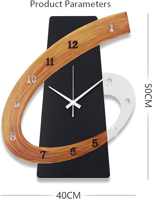 Modern Large Decorative Wall Clock,20 inch Black Silent Non-Ticking Nordic Metal Wall Clocks for Living Room Home Kitchen Bedroom Cafes Office Staircase,Arabic Numerals Quartz Clock((40x50cm)