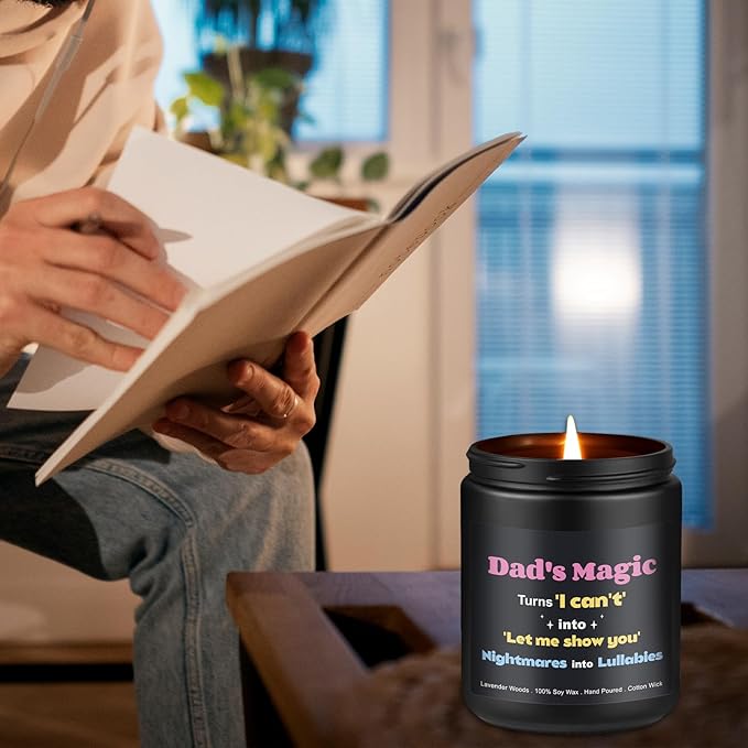 Scented Candles for Men, 4 Pack Mens Candle Set for Dad, 28oz Soy Dad Candles for Home Scented - Lavender Woods/Smoke Vanilla/Vintage Oak/Leather, Gifts for Father, Birthday, Fatherās Day