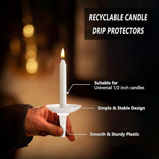 200 Pcs Candle Drip Protectors, Reusable Plastic Candle Holders Bobeches for Candlesticks, Candle Drip Wax Catcher Convenient Candlelight Service for Church Vigil Christmas Eve Wedding Party Candles