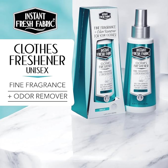 Premium CLOTHES FRESHENER Unisex Fabric Spray Keeps Clothes Fresh, Odor Remover Fabric Refresher Spray Extends Garment Life, Linen Spray for Bedding Eco-Friendly, 6.76 oz – INSTANT FRESH FABRIC