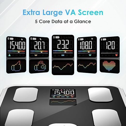 CLORIS Digital Bathroom Scale FSA&HSA Eligible for Body Weight Fat with Accurate BMI Muscle Mass 23 Key Composition Health Analyzer with App Bluetooth