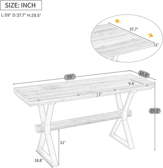 Scott Living Rockleigh Expandable Console Table, Rectangular Sofa-Table, X-Shaped Metal Frame Couch Table, Entryway Sofa-Table, Narrow Accent Behind Couch, Space Save Expandable for Living Room, Brown