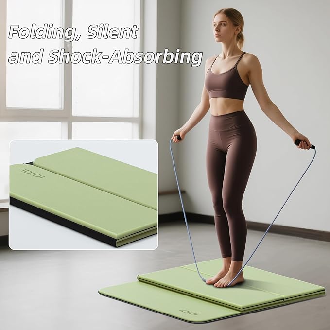 Foldable Yoga Mat Extra Thick 0.32 Inches Eco-Friendly POE Material, Non-Slip Design Fitness Mats, Multi-Purpose Workout Mats For Studio or Home Use (70 x 24 x 0.32 inches)