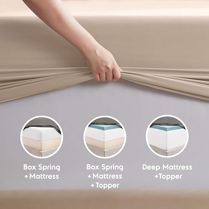 Nestl Twin XL Sheet Set - College Dorm Size - Luxury 1800 Ultra-Soft Microfiber Twin Extra Long Bed Sheets - Deep Pockets - Easy Fit - Extra Soft - 3 Piece Set (Twin XL, Beige Cream)