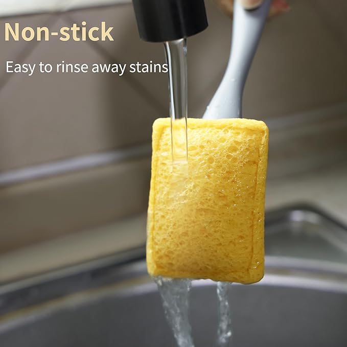Dish Brush with Handle,Non-Scratch Dishwand with 5 Sponge Refills for Pans, Pots, Sink & Tubs,Grey