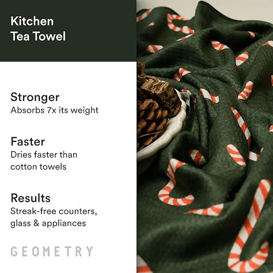 GEOMETRY Christmas Kitchen Towels - Quick Dry Microfiber Cloth Dish Towels for Kitchen Drying - Premium Quick Dry Towel (Peppermint, 1 Pack)