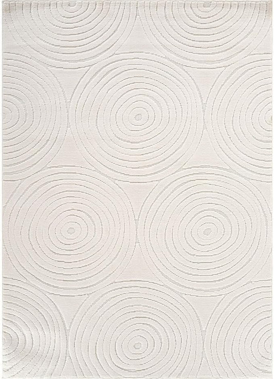 Beverly Rug Micro Loop Area Rug Light Gray 5x7 Geometric Modern Luxury Circular Durable Soft Indoor Rugs for Living Dining Room Office Stain Resistant Non Shedding Casual Indoor Carpet 5 x 7