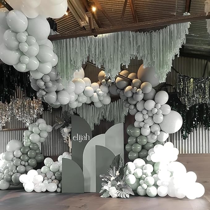 PartyWoo Dusty Green Balloons 50 pcs 12 Inch Matte Sage Boho Green Eucalyptus Balloons for Wedding Baby Shower Gender Reveal Birthday Graduation Jungle Safari Party Decorations Green-F59