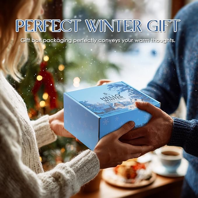 Winter Candle Set, Candles for Home Scented, 4 Pack Soy Candles for Holiday, Valentine's Day Gifts for Women Men, Winter Scents of Gingerbread Cookies/Apple & Cinnamon/Coffee Latte/Pine & Cedarwood