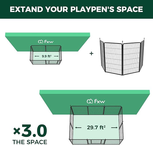 FXW Instant Unleashed Dog Playpen, Portable Pet Fence for Outdoor, RV Trips, and Camping, 45inch, 4 Panels for Large Dogs│Patented