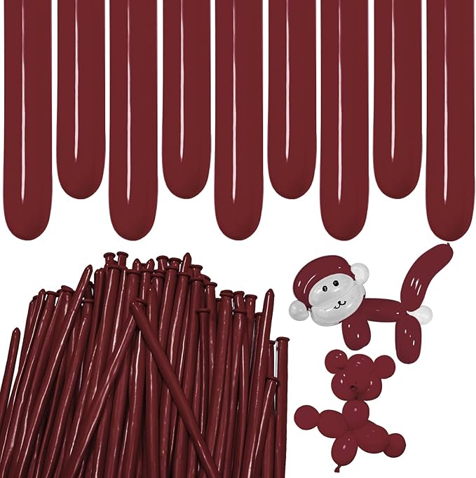 Burgundy Long Balloons Premium 260 Twisting Balloons Animals Magic for Birthday Kids Wedding Party Supply 100pcs