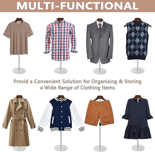 4 Pack Shirt Display Stand 35" Height Adjustable Shoulder Stand Shirt Rack, T Shirt Display Stand for Shops, Steaming Clothes Holder, Silver