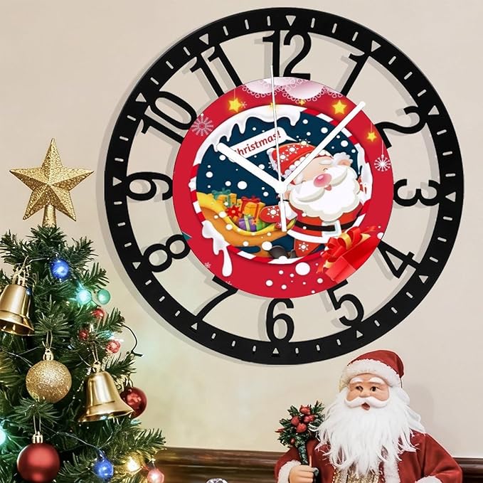 Wall Clock 10 Inch Silent Non-Ticking Modern Clocks Battery Operated - Analog Small Classic for Office, Home, Living Room,Bathroom, Kitchen, Bedroom, School,Snowman Clock