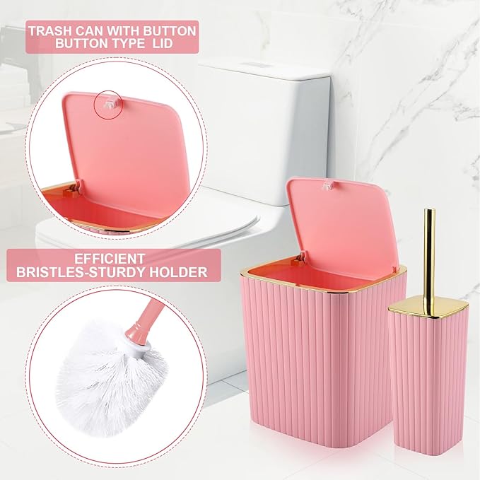 26PC Bathroom Accessories Set - Gorgeous Pink Bathroom Set, Bathroom Accessory Set, Pink Shower Curtain Set with Bathtub Mats for Shower Tub