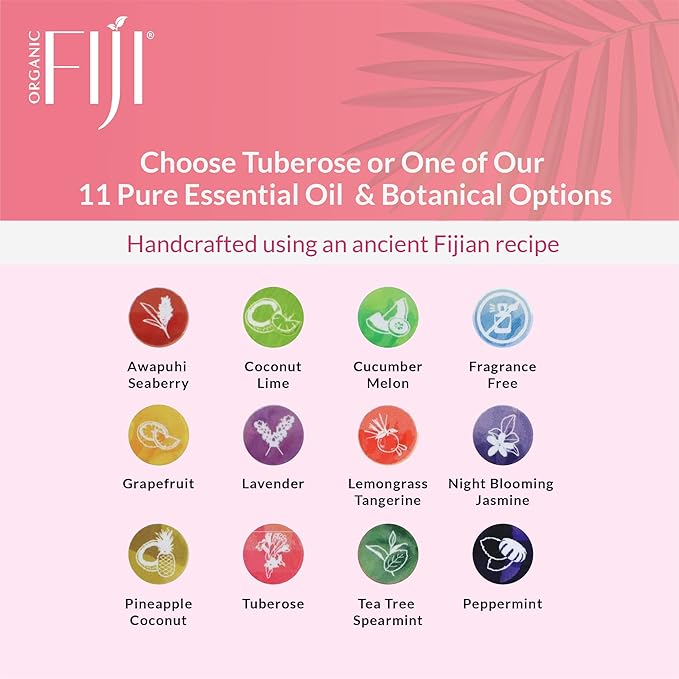 Coco Fiji Soap Bar for Face and Body Infused With Organic Coconut Oil, Tuberose, Essential Oil, Natural Soap for Moisturizing & Pore Purifying Skin, 7 oz,Pack of 3