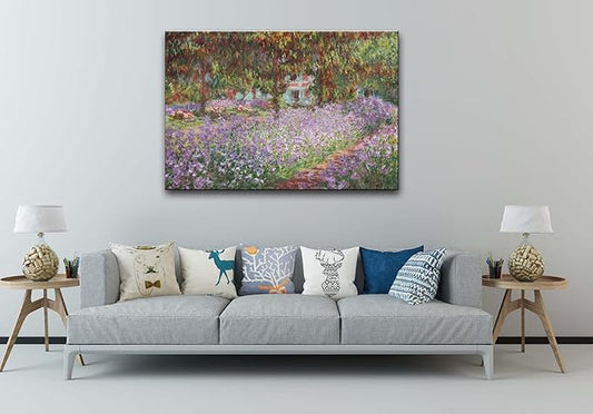 OKEXCKK Irises in Monet's Garden, 1900 by Claude Monet - Canvas Art Wall Decor Painting Artwork Print -32" x 48"