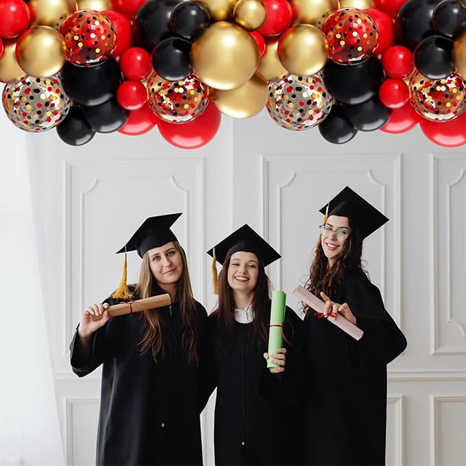 Red and Black Balloon, 60 Packs 12 Inch Red Black and Gold Balloon, Black Red Balloons for Casino Theme Party Decorations Graduation New Year Party Birthday Decorations