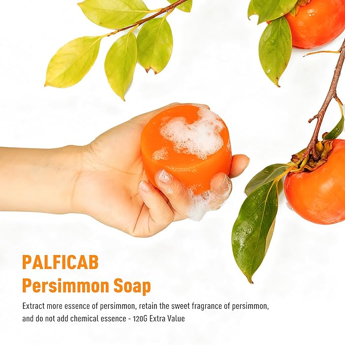 120G Round Persimmon Soap for Body Odor & Old People Smell Eliminator, Natural Purifying Deodorizing Soap for Women & Men, 2 Bars