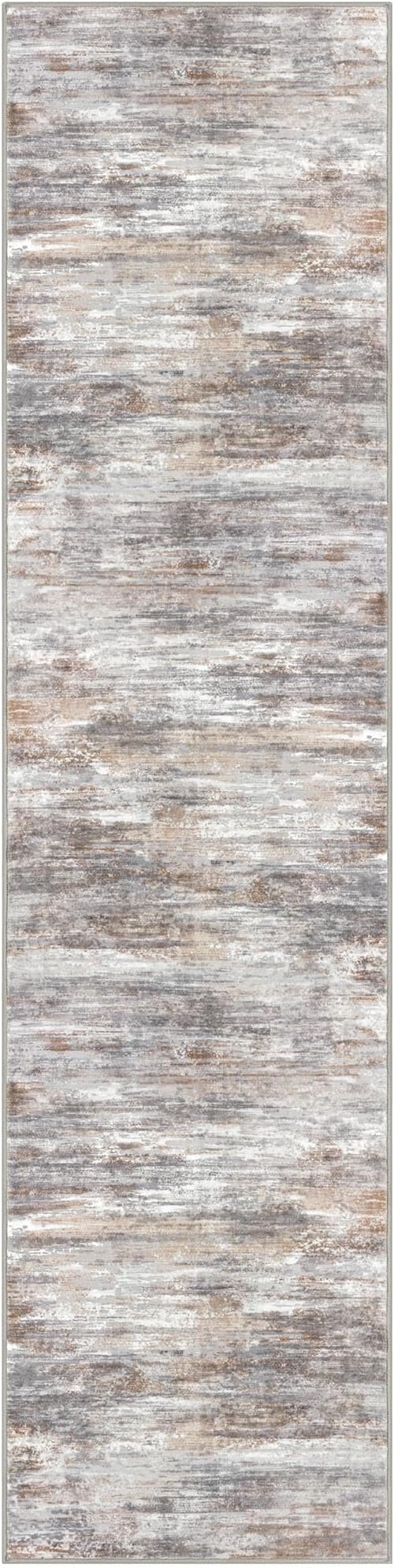 KOZYFLY Modern Abstract Hallway Runner Rug, 2x8 Kitchen Rugs Non-Slip Washable Soft Striped Kitchen Runner Rugs, Print Multi Grey Carpet Runner for Entryway Bathroom Laundry Room Foyer