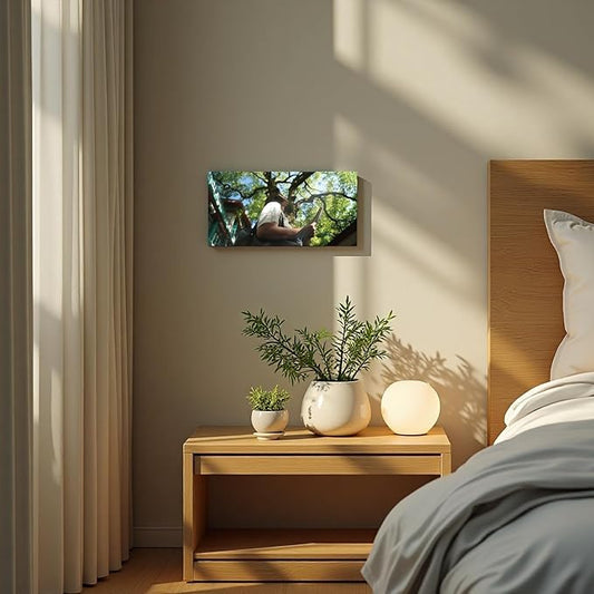 Sunset Meadow Canvas Wall Art Painting Home Modern Artwork Decorations Framed for Living Room Bedroom Office 40x20 Inch(24x12 Inch) (Asian, Color1, 24L x 12W)