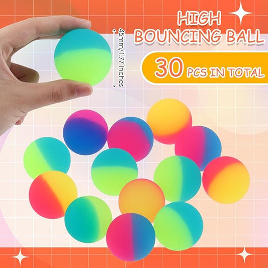 Jenaai 30 Pcs 45 mm/1.77 Inch Bouncy Balls for Kids, Large Rubber High Bouncing Balls in Bright Assorted Multi Colors Bulk for Birthday Party Favors Easter Classroom Carnival Prizes Gift