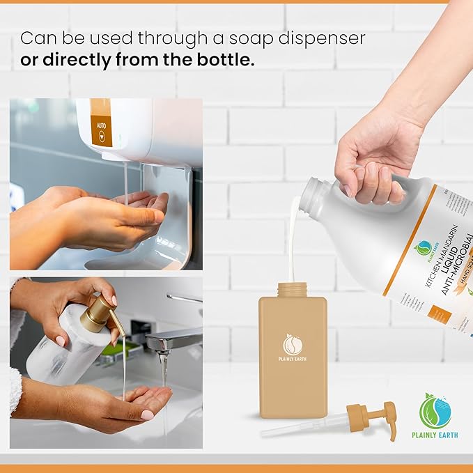 AntiMicrobial Hand Soap, 64 oz Bulk Refill - Antibacterial Hand Soap, Gentle, Scented Moisturizing Hand Soap for Kitchen and Bathroom - Kitchen Mandarin