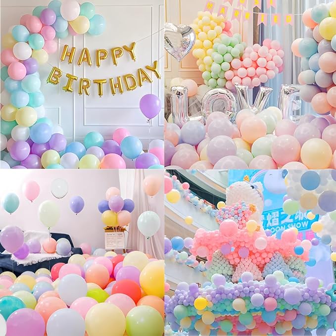 400 Pack Pastel Balloons 12 Inch Candy Colored Multicolor Rainbow Assorted Colors Macaron Latex Bulk Balloon 12 Kinds Colorful for Birthday Wedding Bridal Baby Shower Supplies Party Decorations
