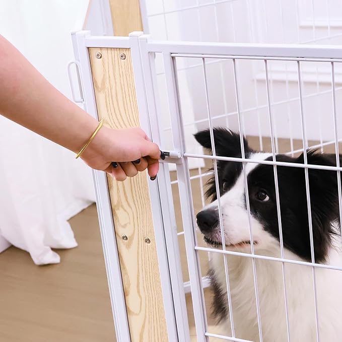 Heavy Duty Dog Playpen 32 Inch Height - Indoor Outdoor Pet Fence Enclosure for Medium and Small Dogs - Foldable Puppy Exercise Pen for Indoor and RV Camping or Yard (8 Panels, 32" H (White))