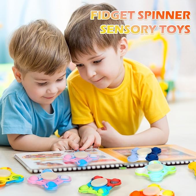 84 PCS Pop Fidget Spinners - Colorful Party Favors for Kids - Sensory Toys for Stress Relief and Anxiety - Classroom Prizes,Goodie Bag Stuffers,Birthday Gifts