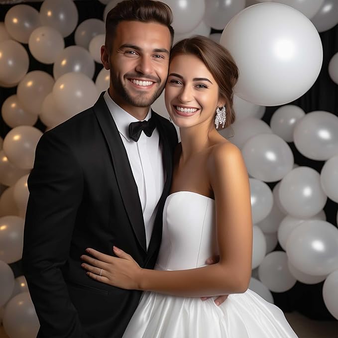 130PCS White Balloons, Latex Balloons Different Sizes 18/12/10/5 Inch, Helium Balloons with Ribbon, Party Balloon Set for Birthday Wedding Graduation Anniversary Baby Shower Decorations.