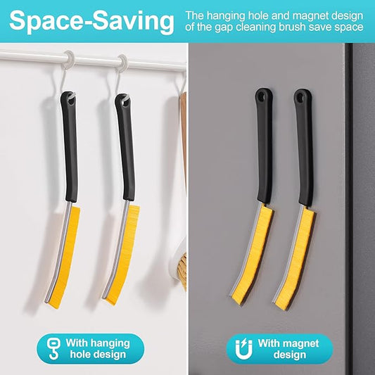 JOYMOOP 4 Pack Crevice Cleaning Brush, Black Hard Bristle Grout Brush, House Cleaning Supplies, Magnetic Gap Cleaning Brush for Kitchen, Bathroom, Window, Toilet, Multifunctional Cleaning Tools