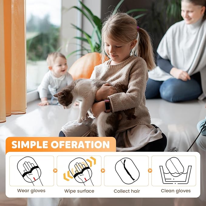 Pet Hair Removal Glove, Electrostatic Pet Hair Remover Gloves for Cats & Dogs, Pet Hair Remover Tool Grooming Gloves
