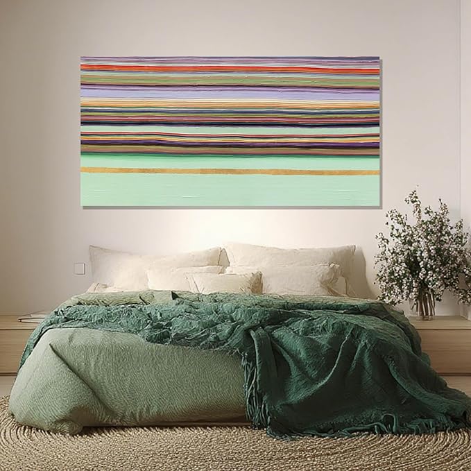 ZENPEE Green Canvas Wall Art - Modern Wall Decor Hanging Decor, Eclectic Wall Art, Dining Room Wall Decor, Room Posters for Living Room, Bedroom, Office Entryway, Hanging Art, 29" x 58"