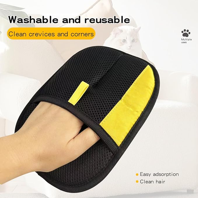 Pet Hair Remover Gloves for Cats & Dogs: New Upgrade Electrostatic Grooming Washable Reusable Cats & Dogs Hair Removal Gloves for Clean Couch Carpet Furniture Clothes Car Seat