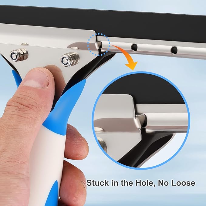 6.5 Feet Window Cleaning Kit with Extension Poles, Window Cleaner Tool with 14’’ Silicone Squeegee, 14’’ Microfiber Scrubber & Cloth, Window Washing Equipment for Indoor/Outdoor Windows