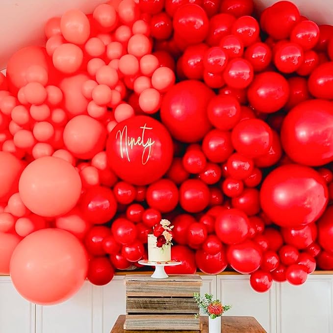 PartyWoo Pearl Red Balloons - 50pcs 12 Inch Balloons for Garland or Arch, Birthday, Wedding & Baby Shower Decorations