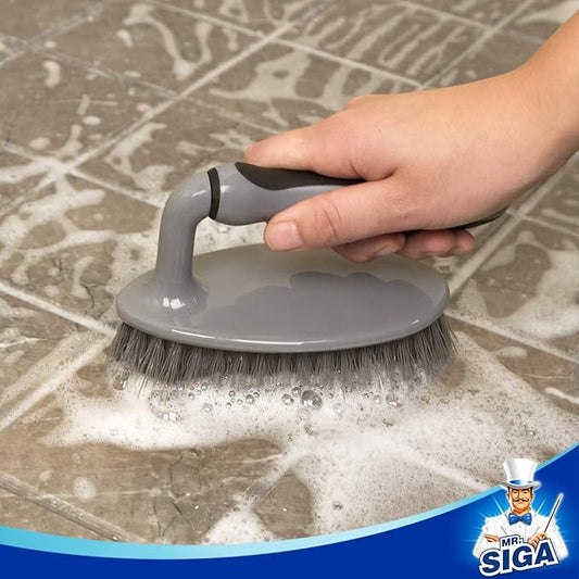 MR.SIGA Heavy Duty Scrub Brush with Comfortable Grip, Cleaning Brush for Bathroom, Shower, Sink, Floor, 2-Pack