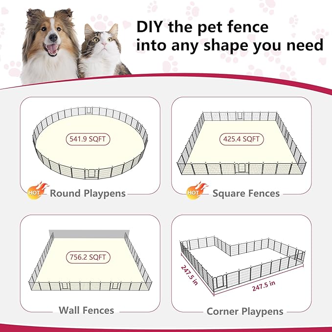 Dog Playpen 32" Height 36 Panels Portable Fence Outdoor for Yard Puppy Playpen Indoor Dog Pen Outdoor for Medium/Small Animals, Heavy Duty Pet Playpen RV, Camping, Yard