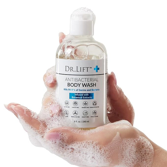 Antibacterial Body Wash, 8 oz (3-Pack) - Gentle & Effective Shower Gel - Made in America