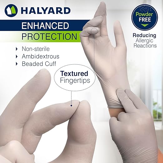 HALYARD Sterling SG Nitrile Powder-Free Exam Gloves, 3.7 mil, 9.5 Inches, Gray, Medium, 41659 (Case of 2500)