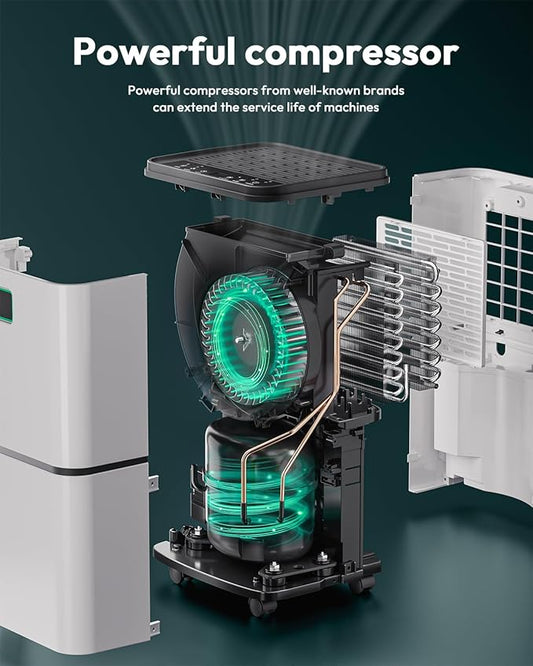 2000 Sq. Ft Dehumidifier for Home/Basement, 30 Pints 36 dB Dehumidifiers for Bedroom/Bathroom With Drain Hose LED Intelligent Humidity Light