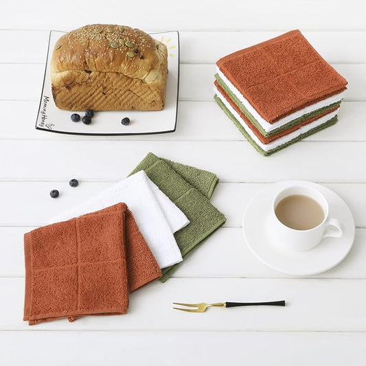 Glynniss Dishcloths Kitchen Highly Absorbent Dish Rags 100% Cotton Dish Cloths for Washing Dishes, Cleaning (11 x 11 Inches, 12 pcs, White)