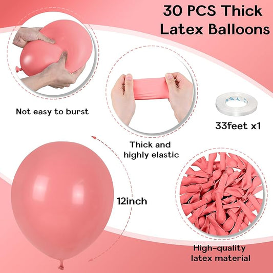 Dusty Pink Balloons, 12 Inch 30 Pcs Vintage Pink Balloon Boho Dusty Rose Latex Balloons Matte Retro Blush Mauve Pink Helium Balloons for Birthday Wedding Baby Bridal Shower Party Decorations
