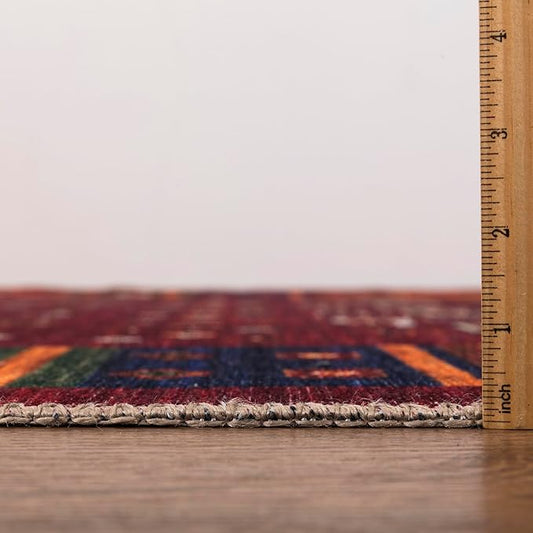 Keen Home Design 8x10 Rug - Machine Washable Area Rug with Non-Slip Backing, Ideal for Living Room, Dining Room, Bedroom - Vintage, Easy Clean, Durable, Low Pile Rug - (8' x 10')